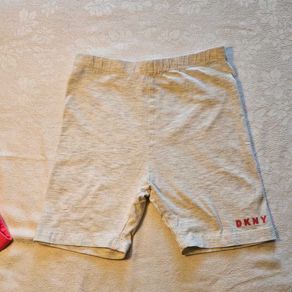 DKNY Girls Sz 5\6 Pink Grey Legging Shorts 2 Pair Cotton Spandex - Picture 4 of 6